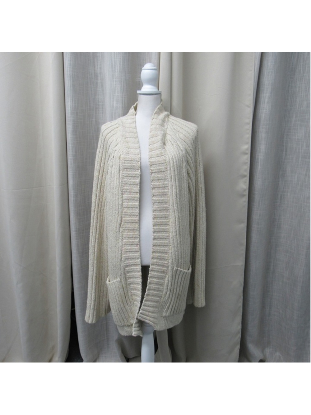 Free People Blossom Cardi Cotton Rib Knit Oversized Open Front Cardigan Sweater